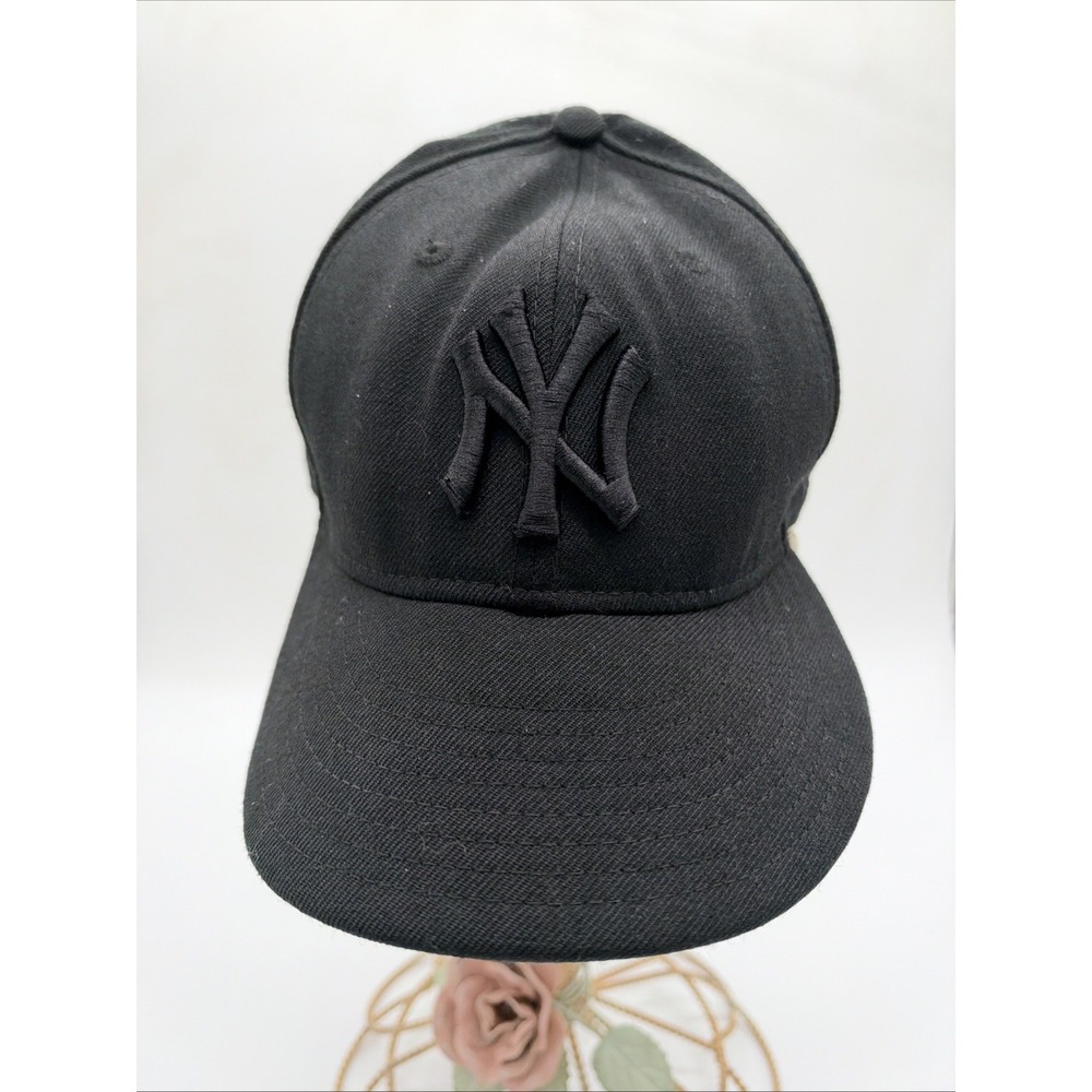 New York Yankees New Era Fitted 6 7/8 Cap Hat Black Made 59fifty Black Wool